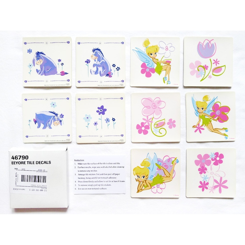 NEW 42 piece DISNEY EEYORE & TINKERBELL TILE DECAL/Stickers